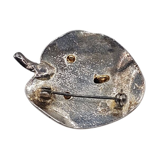 VTG Brooch 3D Frog Gold Bronze Tone Lily Pad Nature Whimsigoth Fairy Core Pin - Picture 8 of 15